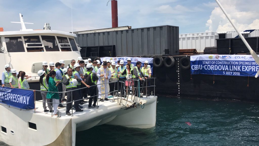 A ceremonial blessing for the start of construction works on the Cebu-Cordova Link Expressway (CCLEX) Project was held last July 5, with the dropping of the first pile on the site.