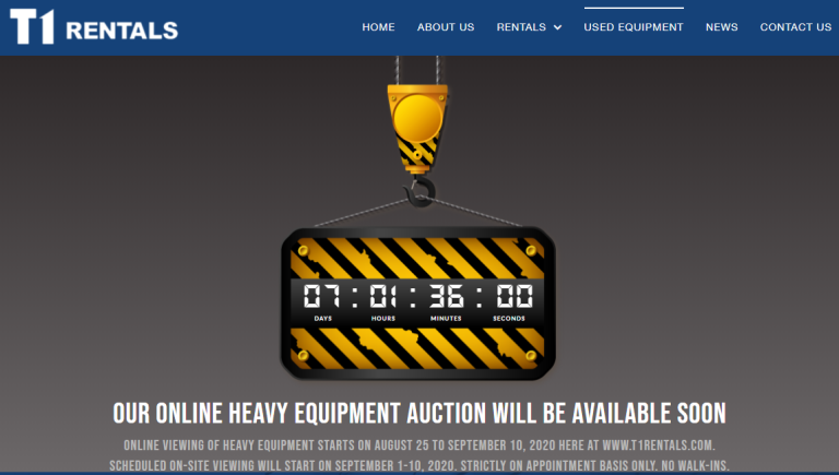 T1 Rentals annual heavy equipment auction goes online