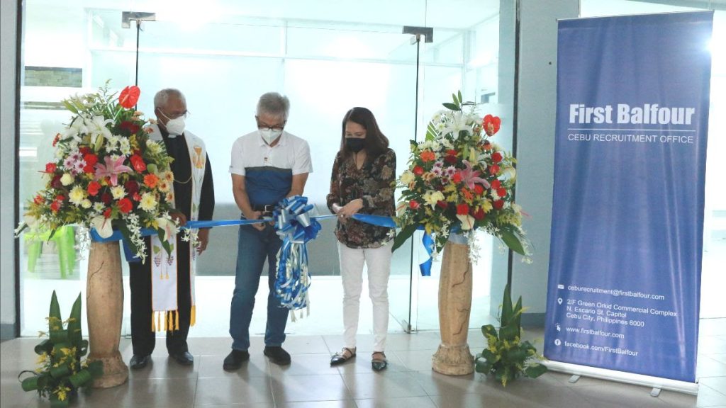 In the ribbon-cutting and office blessing, President and Chief Operating Officer Anthony Fernandez was accompanied by AVP for Human Resources (HR) Maria Victoria “Bibi” Aquino, along with First Balfour employees from the Cebu-Link Joint Venture. The blessing was inaugurated by Rev. Fr. Roberto Ebiza.
