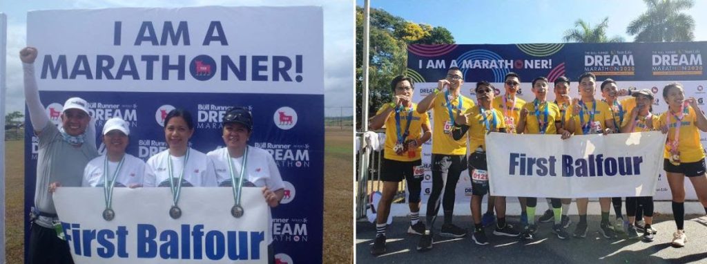 Left: Long-time employees Lily Santamaria, Rose Dalawampu, and Icar Hombrebueno were the first batch of TBR finishers in 2012; Right: Ten TBR finishers in 2020 including current employees Alfred Joseph Pascual, Michael Banta, Emil Teodoro, Abram Veloria, Jedd Imbat, and Jonalyn Ayangwa 