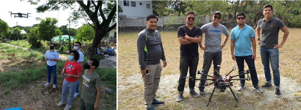  (Left) Emil and Cesco were among the trainees of the November 2021 batch
(Right) First batch of drone trainees with another octocopter DJI S1000 in 2016 