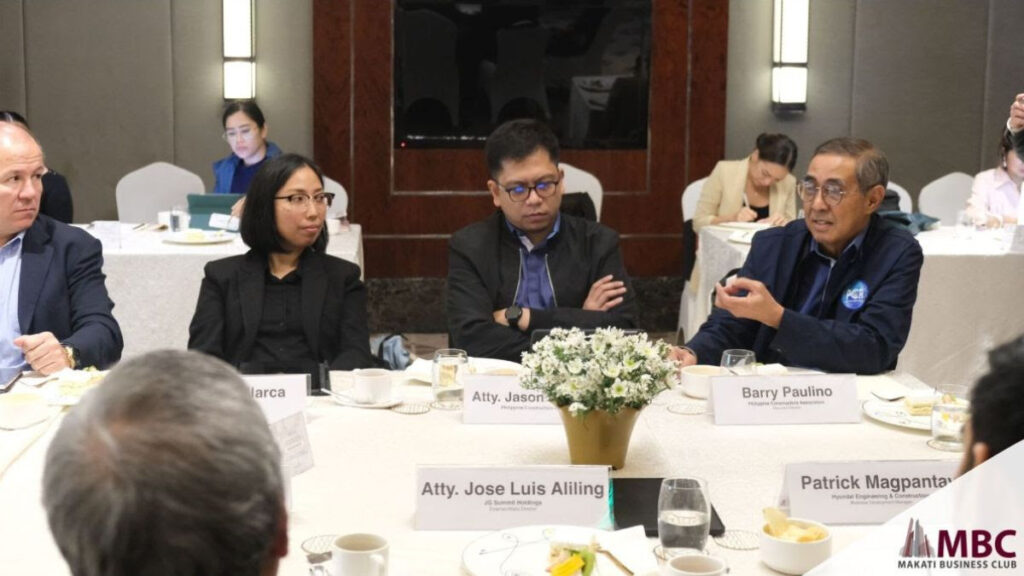 First Balfour Legal Counsel Atty. Cecilia Pallarca-Pico (CSP) joins industry leaders in a Makati Business Club (MBC)-hosted roundtable discussion about resolving right-of-way (ROW) issues in infrastructure projects.
