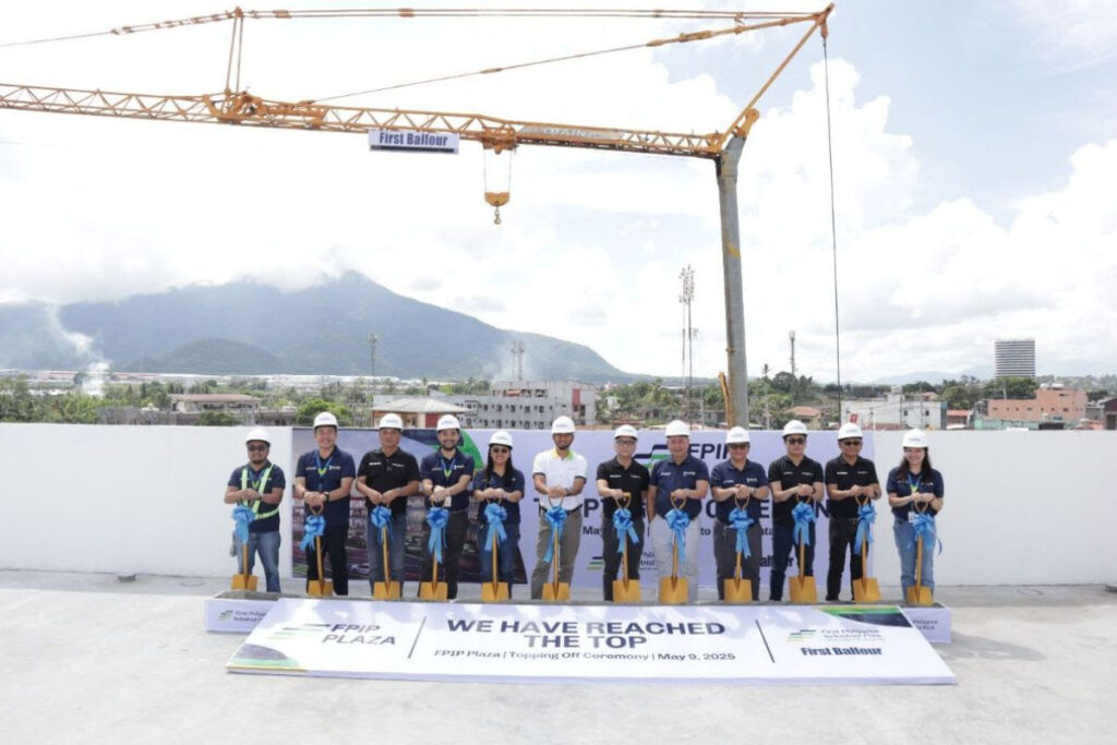 (L-R): FPIP Project Manager JC Nueno, FPIP Park Management Utilities Head Jason de las Alas, First Balfour Building Sector Head Nelson Cartagena, FPIP CPG Head Cholo Cailao, FPIP CPG Business Development Senior Manager May Abalos, FPIP Chief Commercial Officer and First Balfour President Joval Pantangco, First Balfour Chief Executive Officer Anthony Fernandez, FPIP SVP Alex Roque, FPIP CMG Sr. Manager Jeffrey Panado, First Balfour Project Manager for FPIP Plaza Paolo Sapinoso, First Balfour Executive Vice President Rey Villar, and FPIP CPG Business Development Officer Krisha Bautista